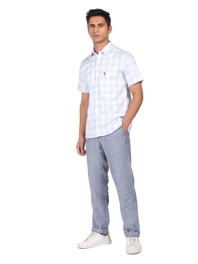 blue checkered casual shirt - 18331841 - Zoom Image - 4