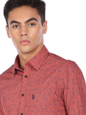 orange printed casual shirt - 18331874 - Standard Image - 5