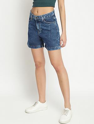 mid rise washed denim shorts - 18332305 - Standard Image - 2