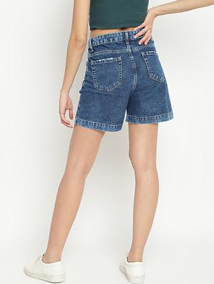 mid rise washed denim shorts - 18332305 - Standard Image - 3