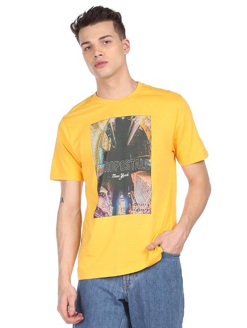 yellow front printed t-shirt - 18332467 - Standard Image - 1