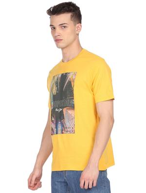 yellow front printed t-shirt - 18332467 - Standard Image - 2