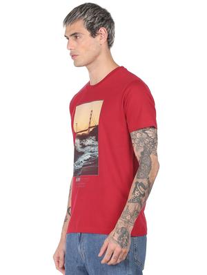 red front print t-shirt - 18332474 - Standard Image - 2