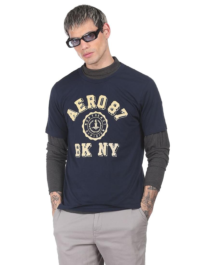 blue front print t-shirt - 18332482 - Zoom Image - 1