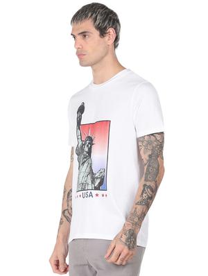 white front print t-shirt - 18332512 - Standard Image - 2