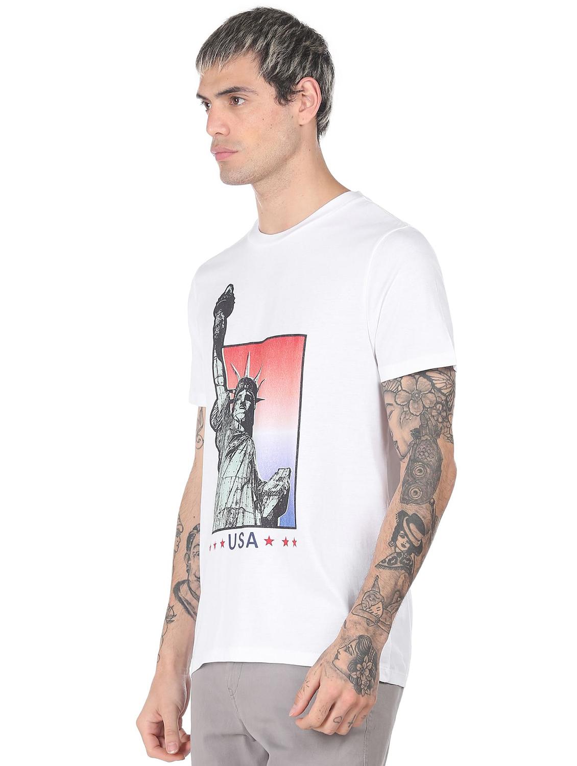 white front print t-shirt - 18332512 - Zoom Image - 2
