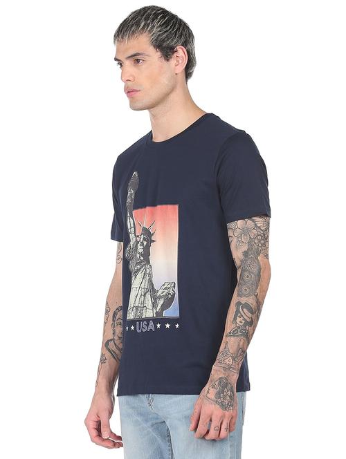 blue front print t-shirt - 18332518 - Standard Image - 1