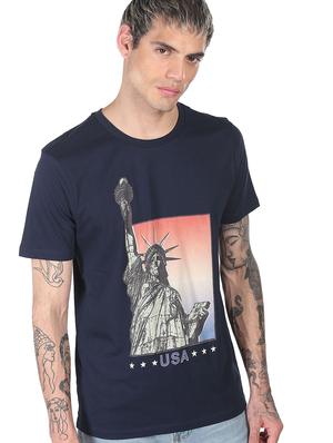 blue front print t-shirt - 18332518 - Standard Image - 2