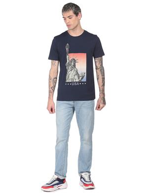 blue front print t-shirt - 18332518 - Standard Image - 4