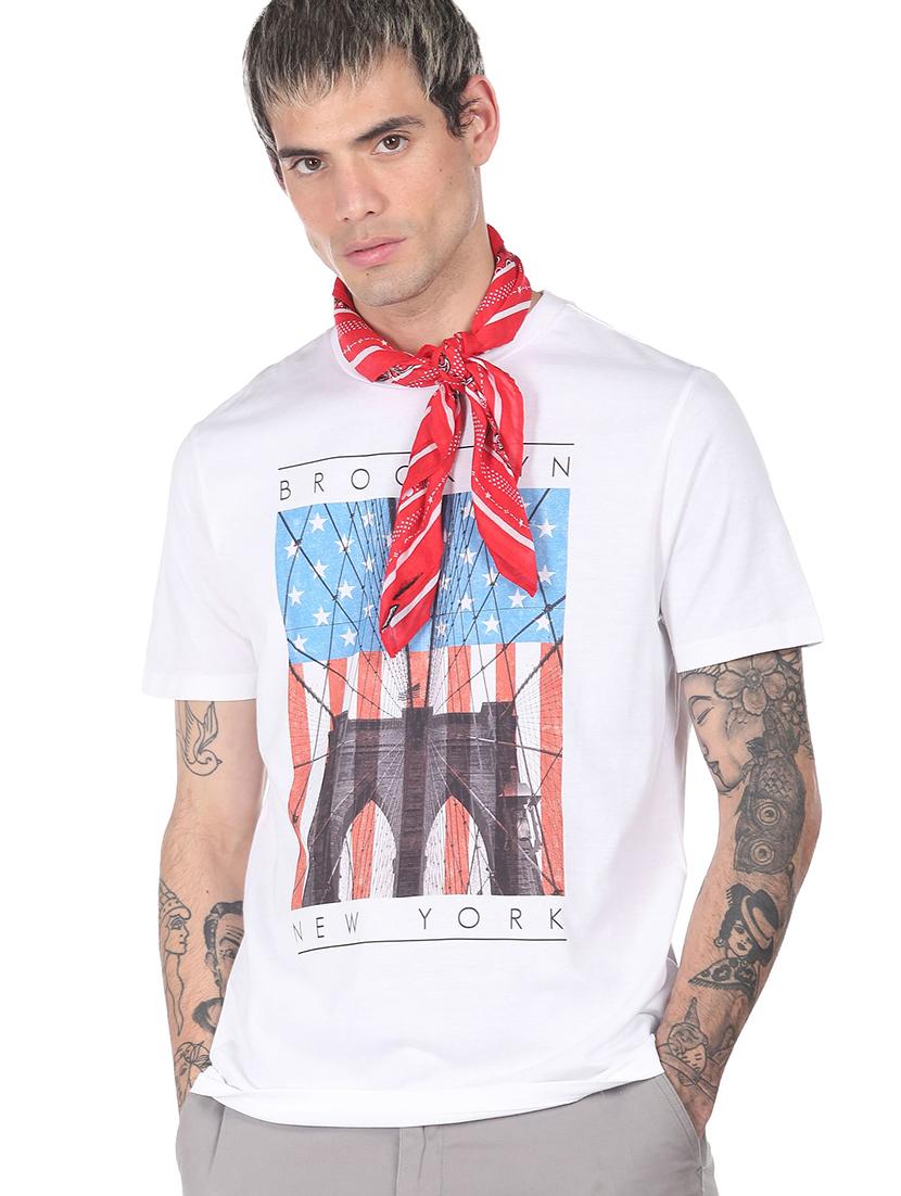 white front print t-shirt - 18332519 - Zoom Image - 2