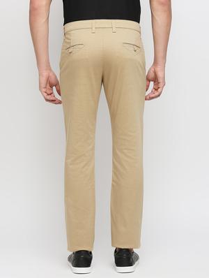beige solid chinos casual trouser - 18333411 - Standard Image - 3