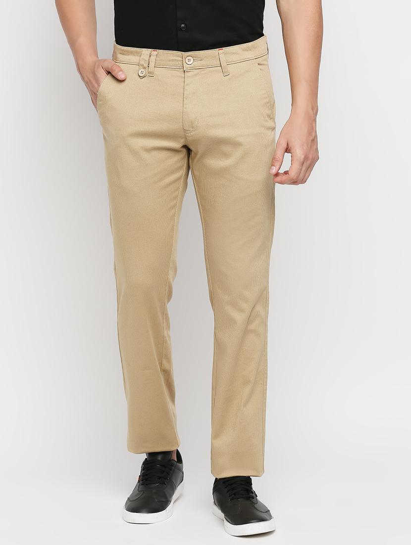 beige solid chinos casual trouser - 18333411 - Zoom Image - 1