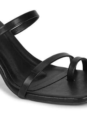 black pu ankle strap sandals - 18333472 - Standard Image - 5