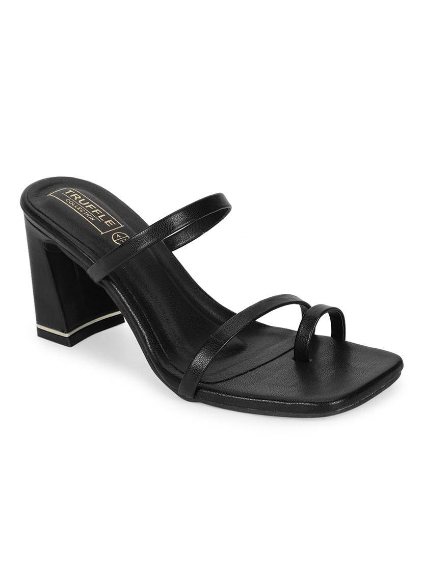 black pu ankle strap sandals - 18333472 - Zoom Image - 1