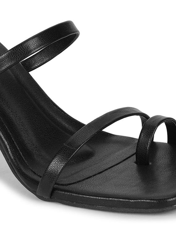 black pu ankle strap sandals - 18333472 - Zoom Image - 5