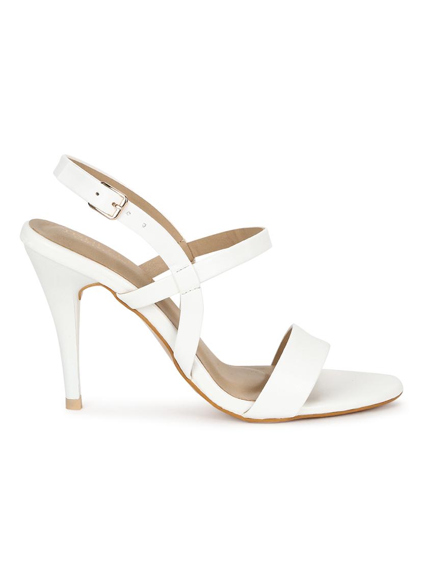 white pu ankle strap sandals - 18333492 - Zoom Image - 2