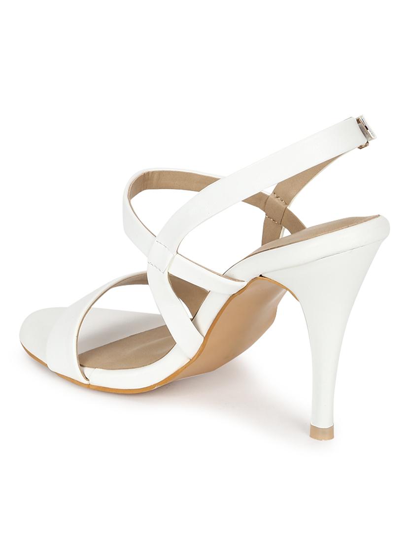 white pu ankle strap sandals - 18333492 - Zoom Image - 3