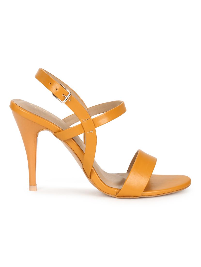 yellow pu ankle strap sandals - 18333493 - Zoom Image - 2