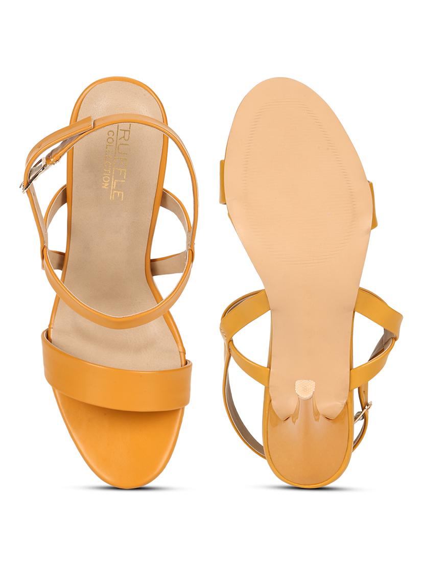 yellow pu ankle strap sandals - 18333493 - Zoom Image - 4