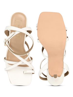 white pu ankle strap sandals - 18333516 - Standard Image - 4