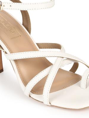 white pu ankle strap sandals - 18333516 - Standard Image - 5