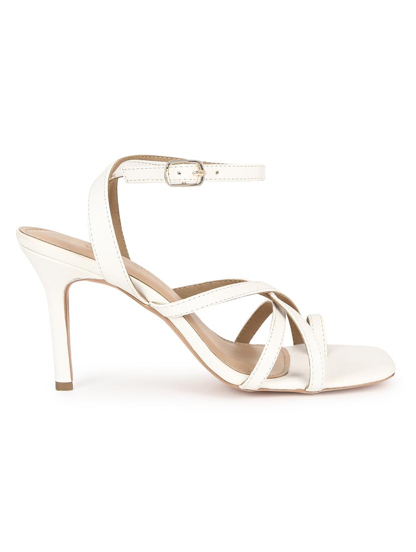 white pu ankle strap sandals - 18333516 - Zoom Image - 2