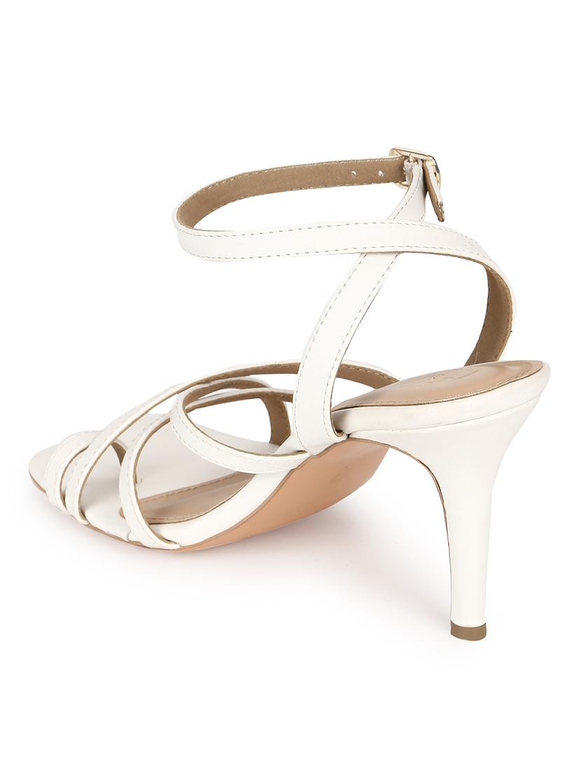 white pu ankle strap sandals - 18333516 - Zoom Image - 3