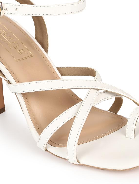 white pu ankle strap sandals - 18333516 - Zoom Image - 5