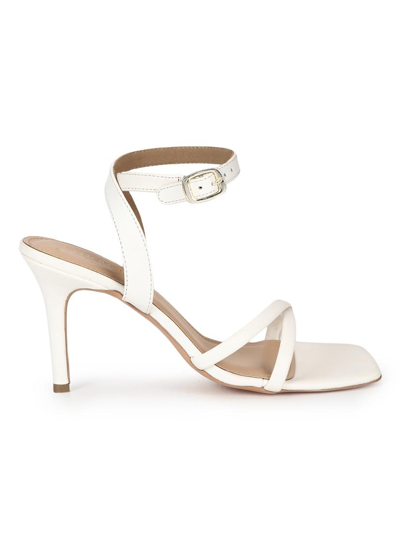 white pu ankle strap sandals - 18333518 - Zoom Image - 2