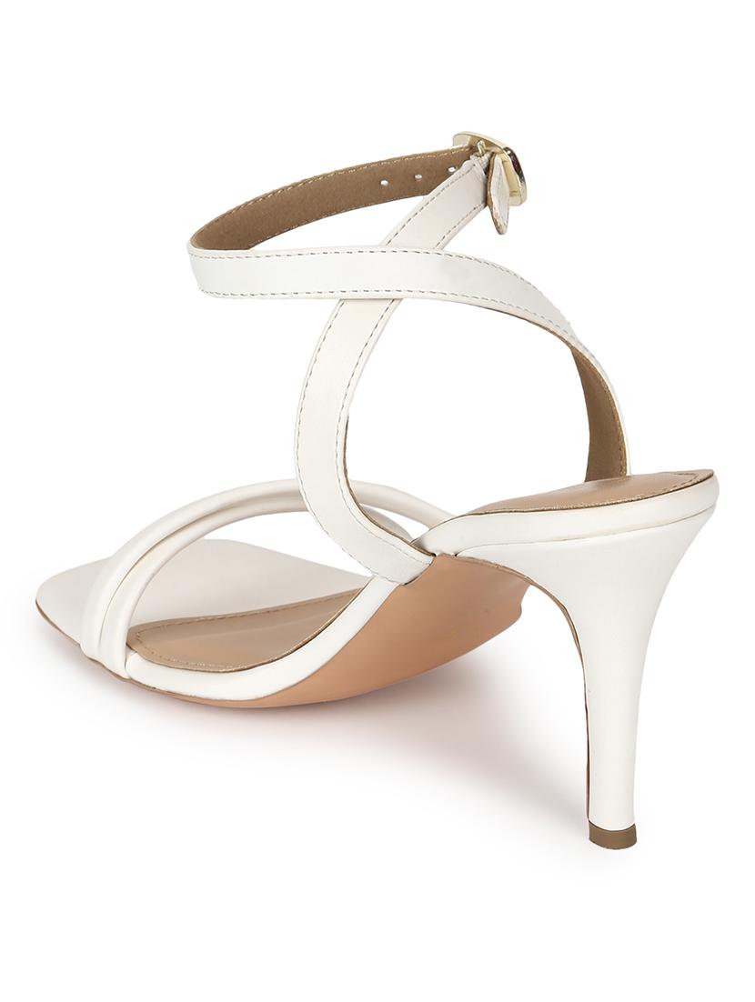white pu ankle strap sandals - 18333518 - Zoom Image - 3