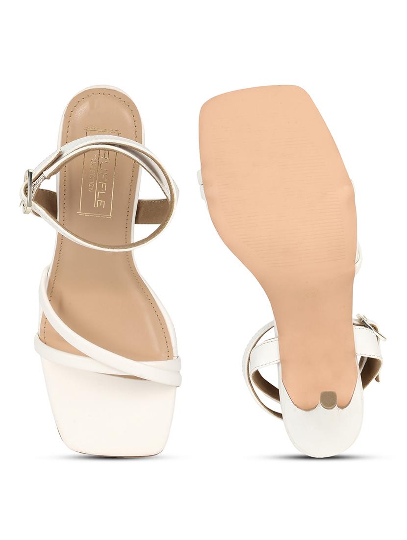 white pu ankle strap sandals - 18333518 - Zoom Image - 4