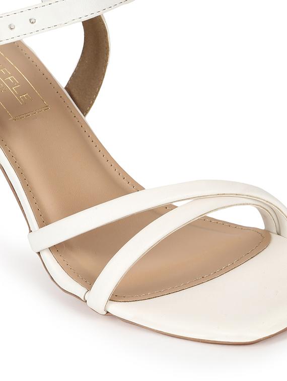 white pu ankle strap sandals - 18333518 - Zoom Image - 5