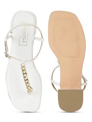 white pu ankle strap sandals - 18333521 - Standard Image - 4