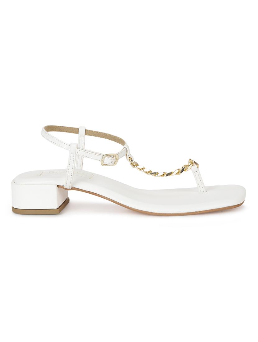 white pu ankle strap sandals - 18333521 - Zoom Image - 2