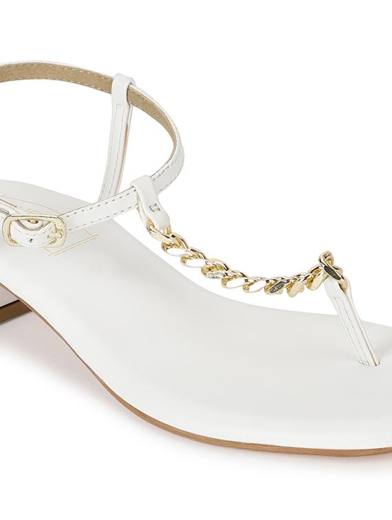 white pu ankle strap sandals - 18333521 - Zoom Image - 5