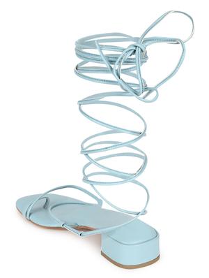 blue pu laceup sandals - 18333523 - Standard Image - 3