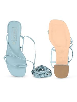 blue pu laceup sandals - 18333523 - Standard Image - 4
