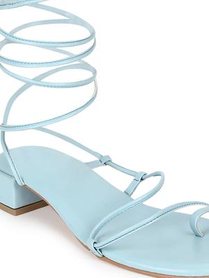 blue pu laceup sandals - 18333523 - Standard Image - 5