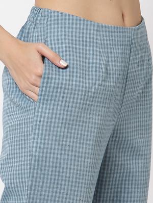 blue cotton kurta pant set - 18333904 - Standard Image - 5