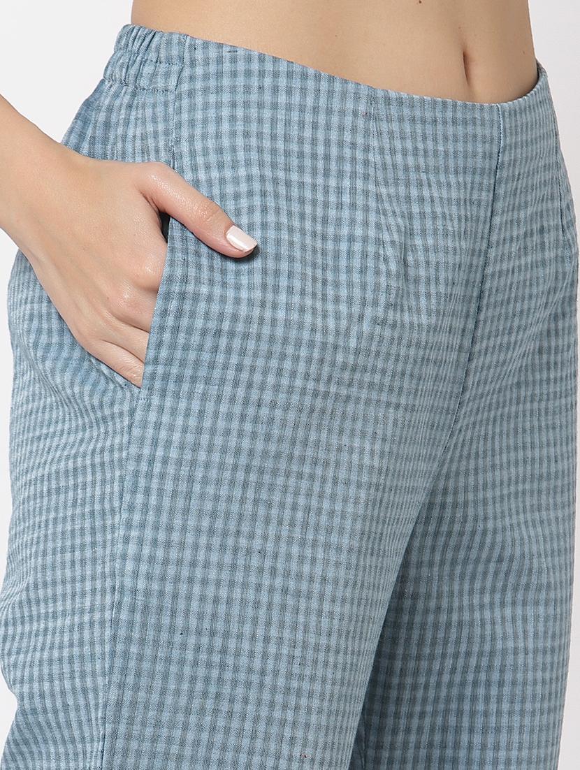 blue cotton kurta pant set - 18333904 - Zoom Image - 5