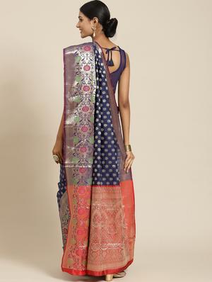 ethnic motifs woven saree with blouse - 18334101 - Standard Image - 2
