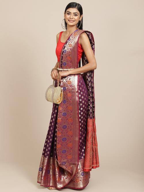 ethnic motifs woven saree with blouse - 18334103 - Standard Image - 1