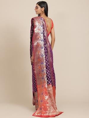 ethnic motifs woven saree with blouse - 18334103 - Standard Image - 2