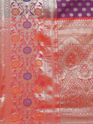 ethnic motifs woven saree with blouse - 18334103 - Standard Image - 6