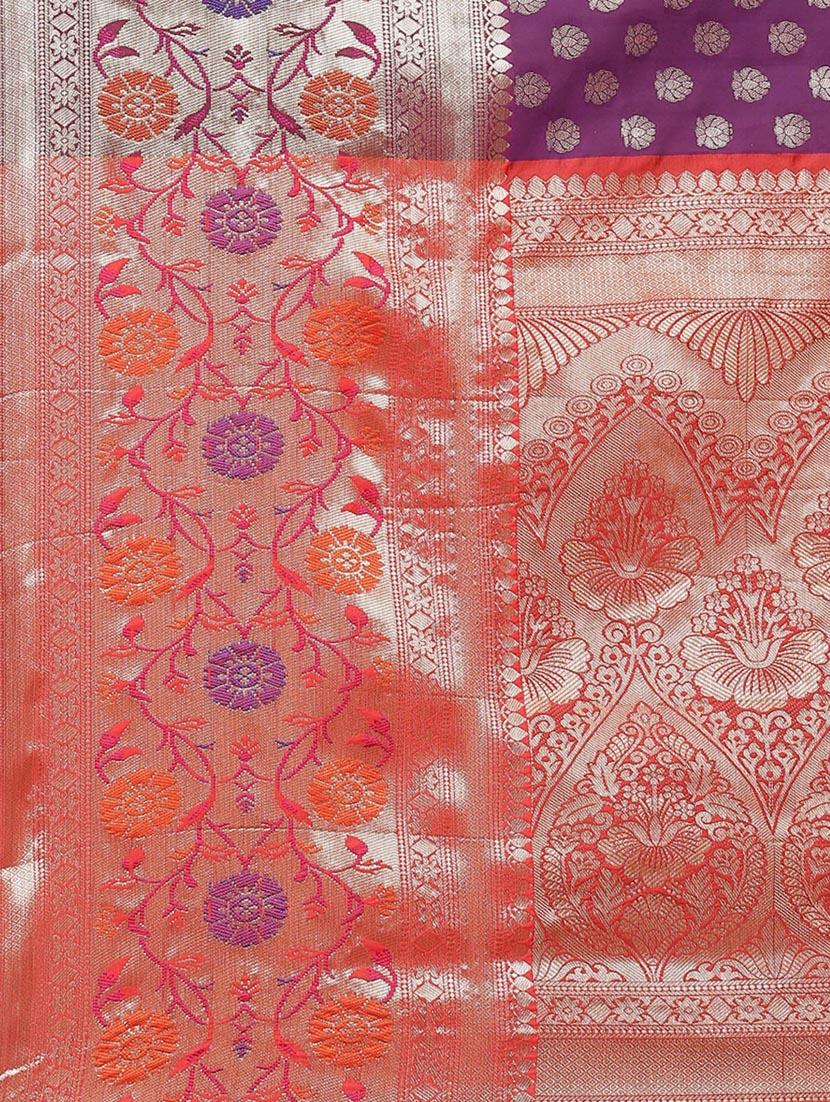 ethnic motifs woven saree with blouse - 18334103 - Zoom Image - 6