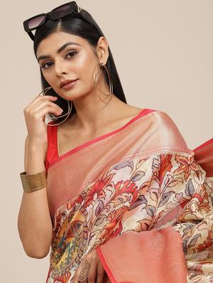 multi colored silk printed saree with blouse - 18334116 - Standard Image - 3