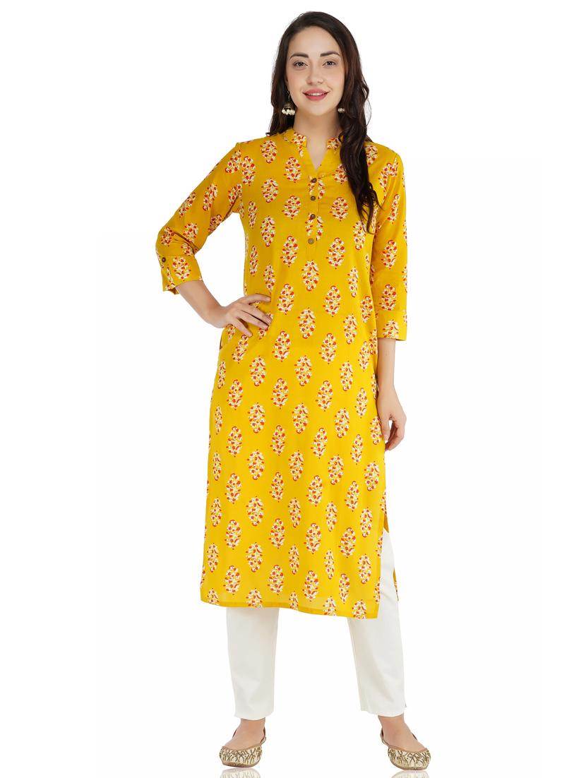 floral print straight kurta - 18334379 - Zoom Image - 1