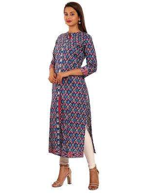 ikat print straight kurta - 18334439 - Standard Image - 2