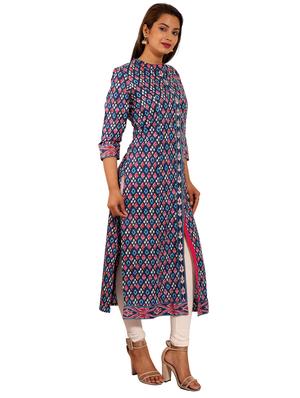 ikat print straight kurta - 18334439 - Standard Image - 3