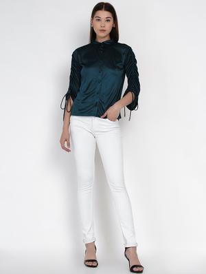 tie knot sleeved solid shirt - 18334771 - Standard Image - 4